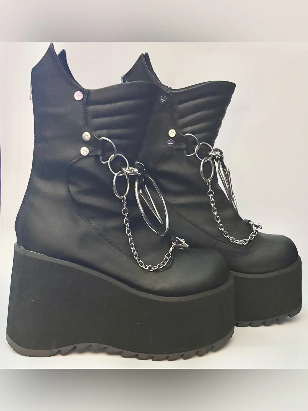 Demonia Black Ritual Chain Platform Gothic Boots